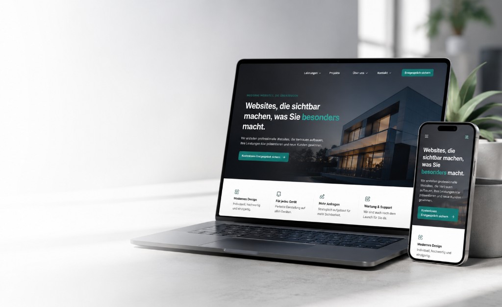 Moderne responsive Website auf Laptop und Smartphone